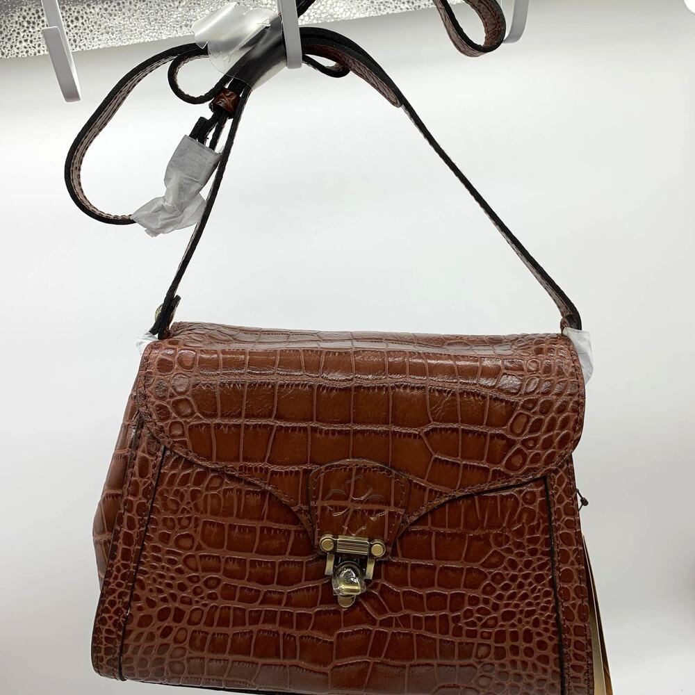 Patricia Nash Crossbody Leather Ashmore Satchel British Tan Croco Purse
